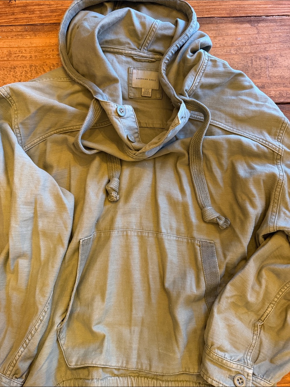American Eagle Outfitters womens Olive Hooded Shirt Jacket
